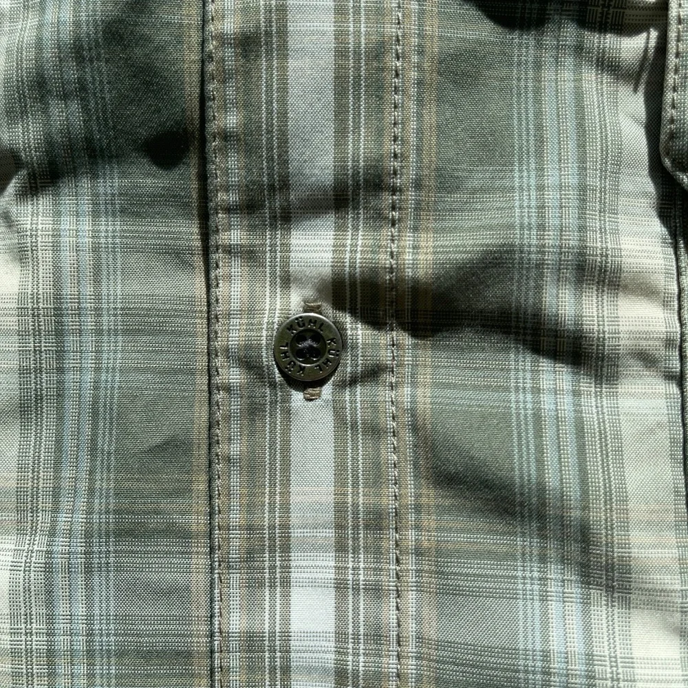 Kühl Response Lite Long Sleeve Button Up Plaid Green Lightweight Shirt Large - Picture 6 of 12